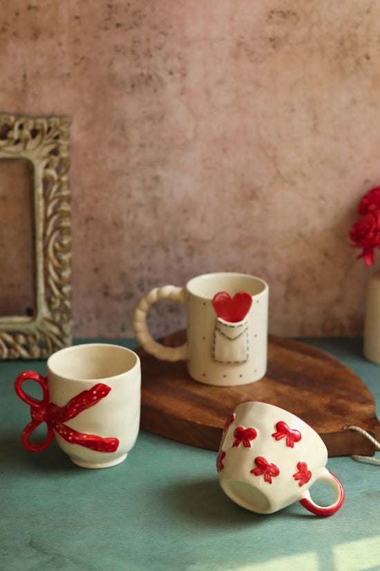 Set of 3 - Love Sip Mugs handmade in India