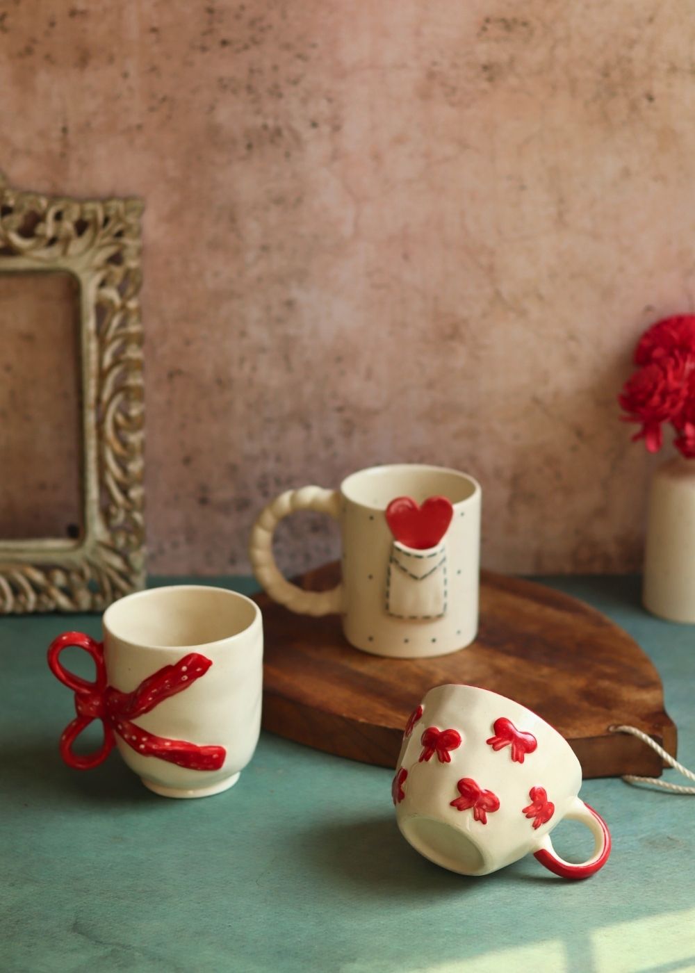 Set of 3 - Love Sip Mugs handmade in India