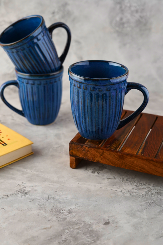 royal blue vintage mug handmade in india