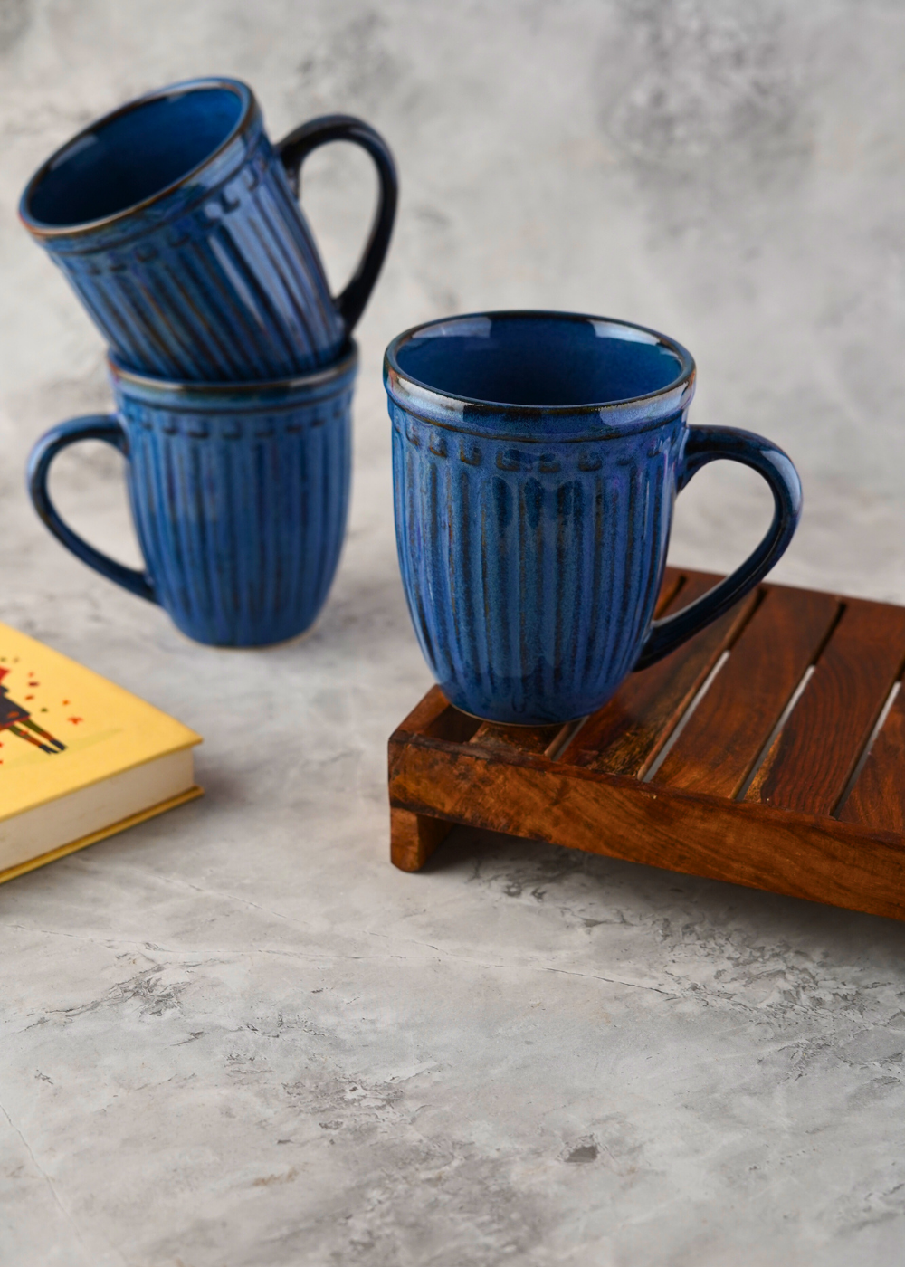 royal blue vintage mug handmade in india