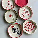 Set of 6 Red & White Handmade Dessert Plate (for the price of 5) handmade in india