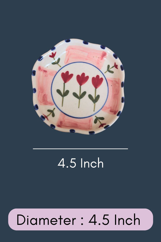 Peony Handmade Dessert Plate with size & Measurement