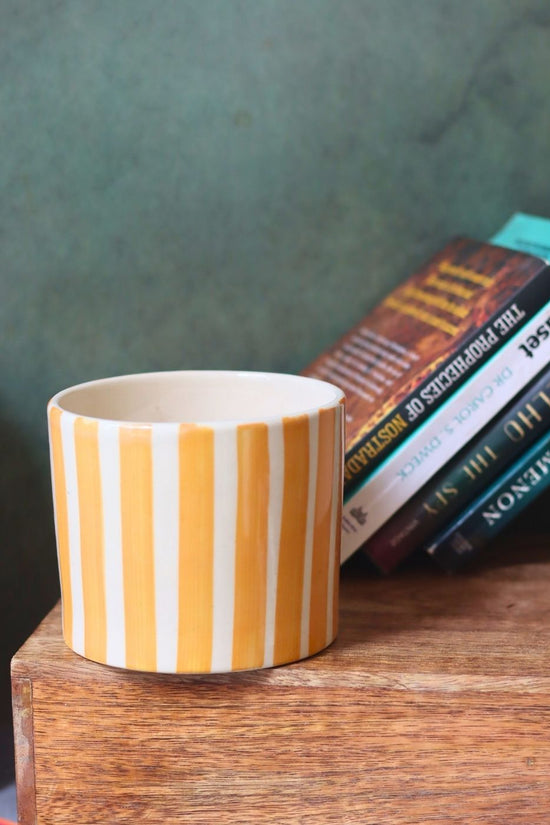 Striped Planter - Yellow made by ceramic