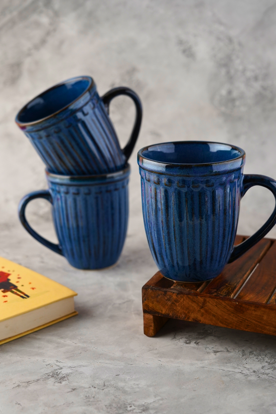 royal blue vintage mug with ceramic material
