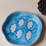 Handmade ceramic dessert plate skyblue