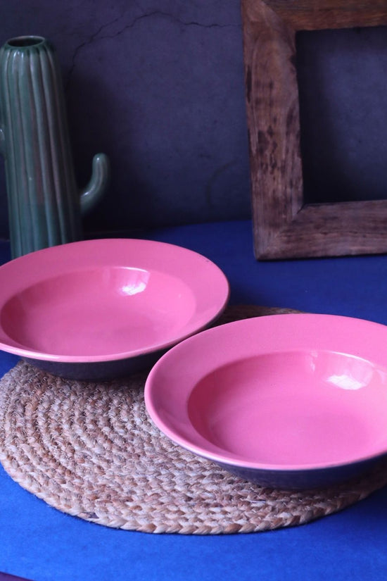 Handmade Pink & Grey Pasta Plate