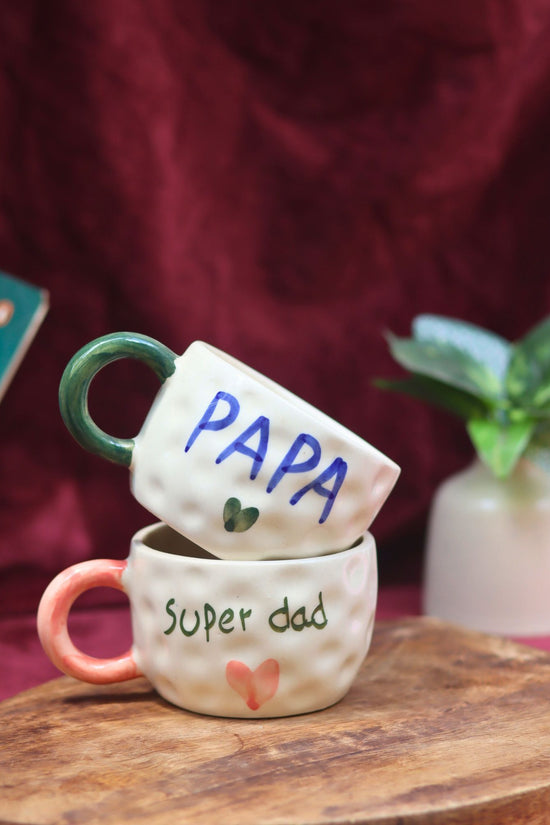 handmade Set of 2 - Super DAD & PAPA Mugs combo