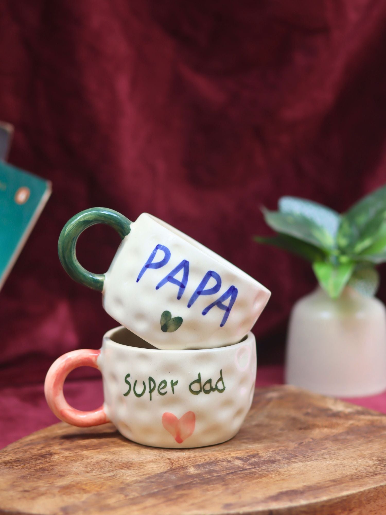 handmade Set of 2 - Super DAD & PAPA Mugs combo