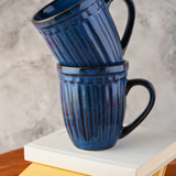 royal blue vintage mug with adorable design