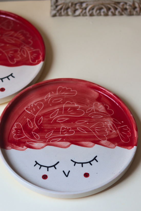 Red tweety platter handmade ceramic 