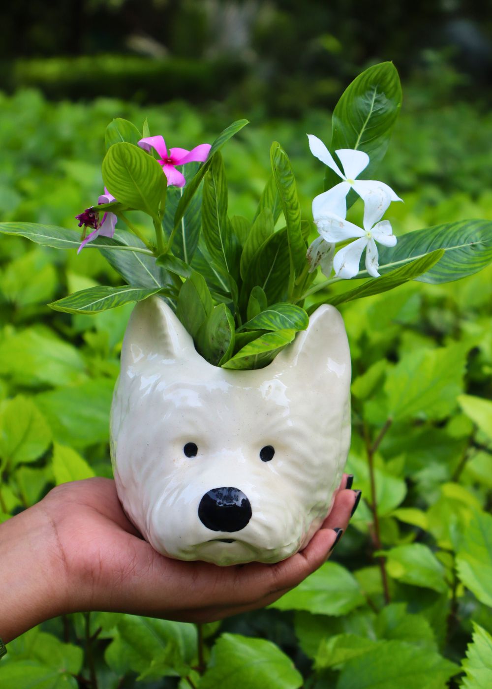 pomeranian dog planter made by ceramic