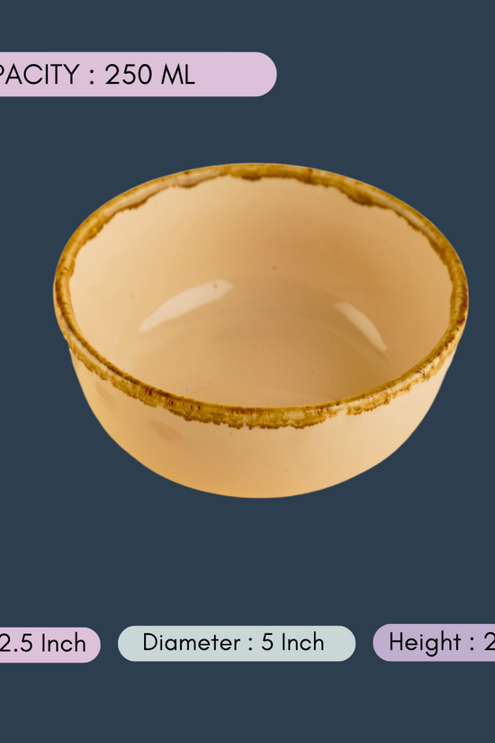 handmade ivory stoneware bowl with measurement