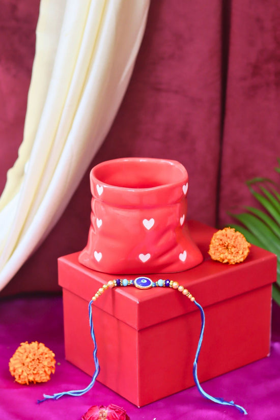Red Heart Pouch Mug Rakhi gift box with premium quality material