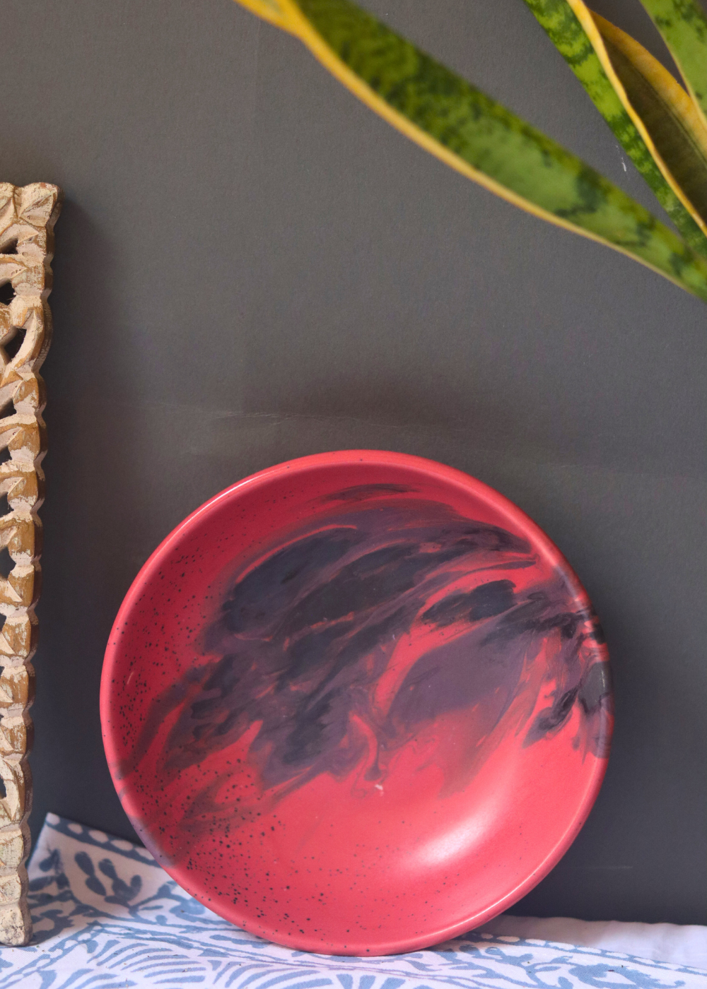 red handmade bowl made by ceramic 