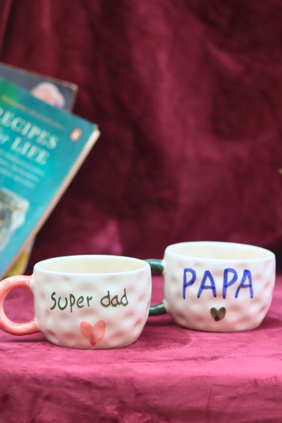 Set of 2 - Super DAD & PAPA Mugs combo made by ceramic