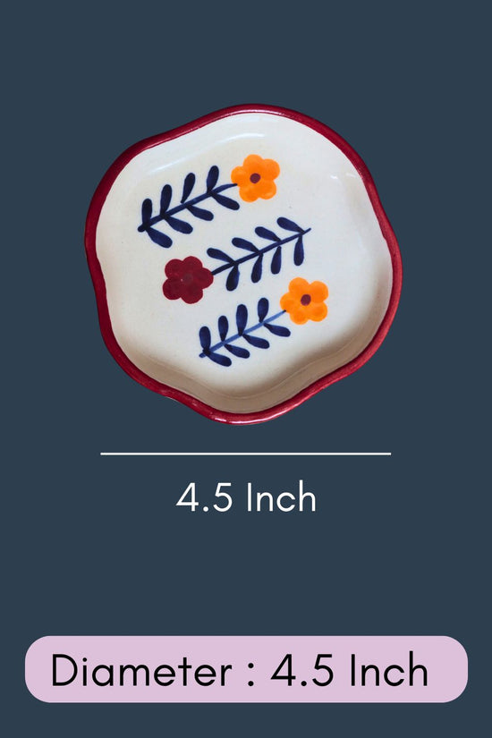 Floral Bloom Handmade Dessert Plate with size & Measurement
