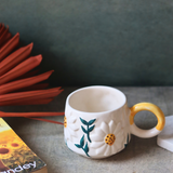 Ceramic coffee mug daisy bloom