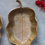 Gold plated hazel leaf decorative platter 