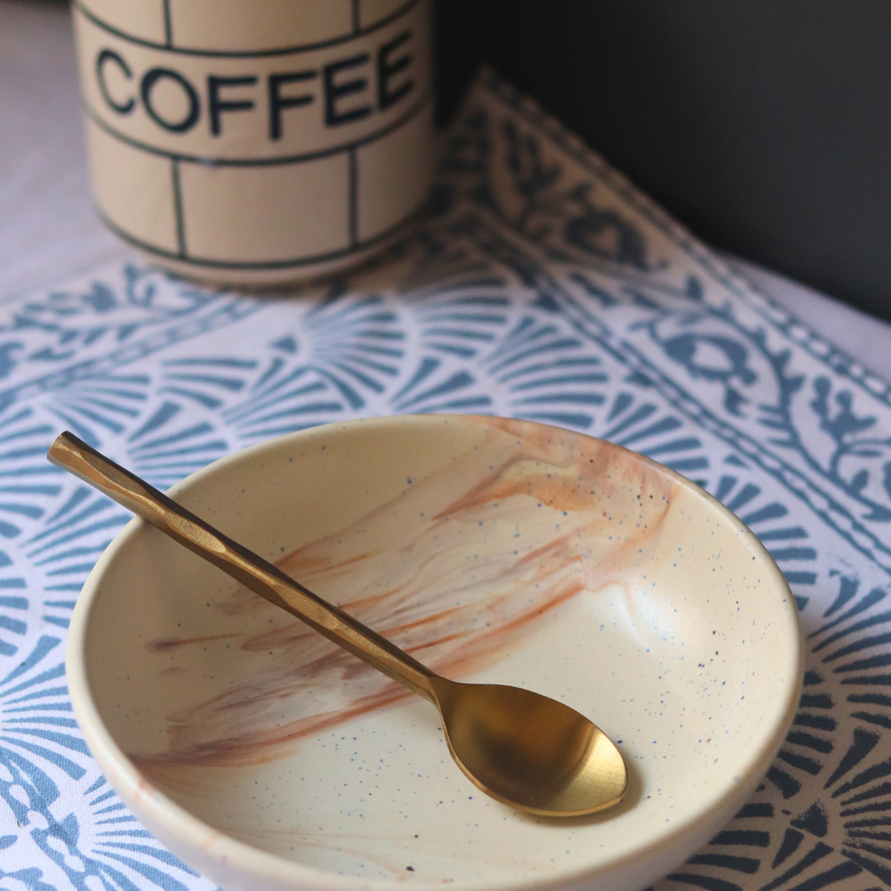handmade brown ombre bowl with spoon