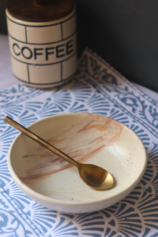 handmade brown ombre bowl with spoon