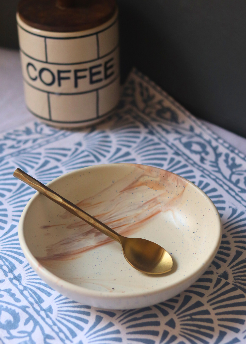 handmade brown ombre bowl with spoon