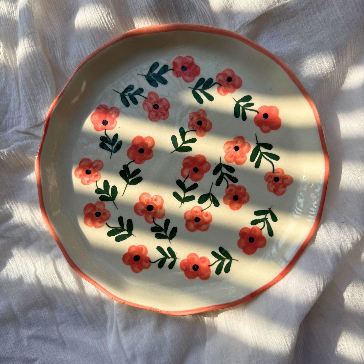 Handmade Poppy field snack plate