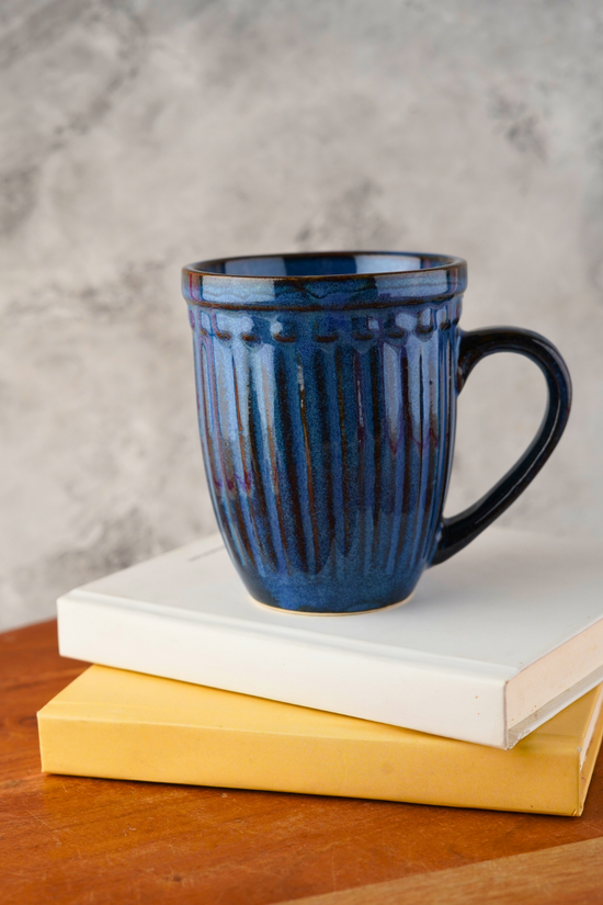 royal blue vintage mug made by ceramic 