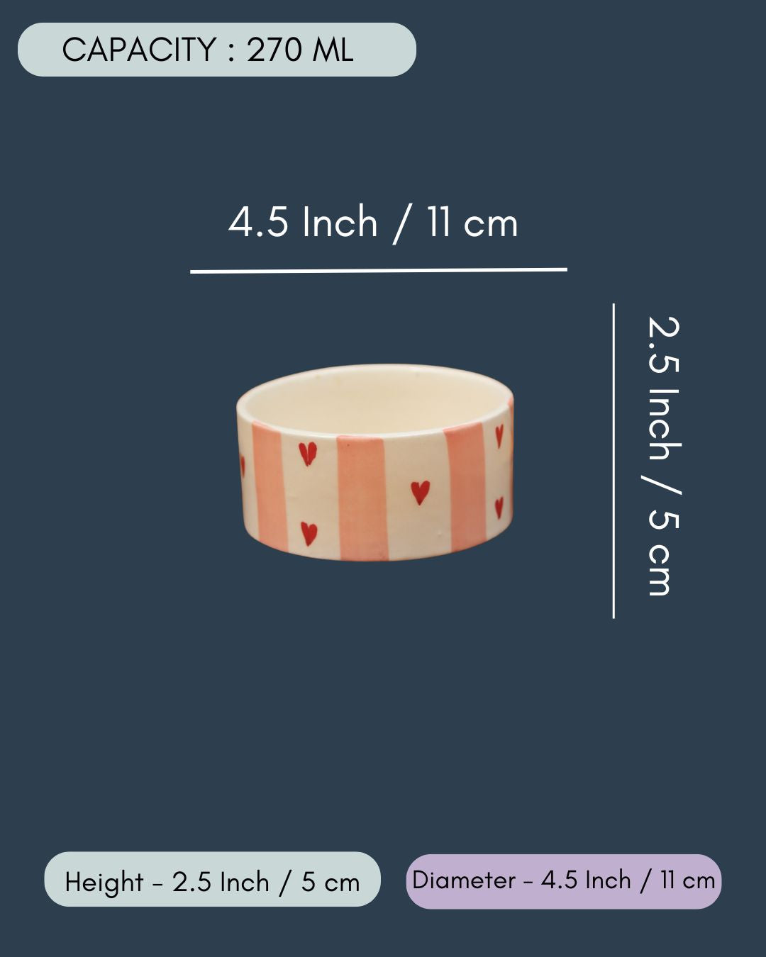 Striped heart Bowl