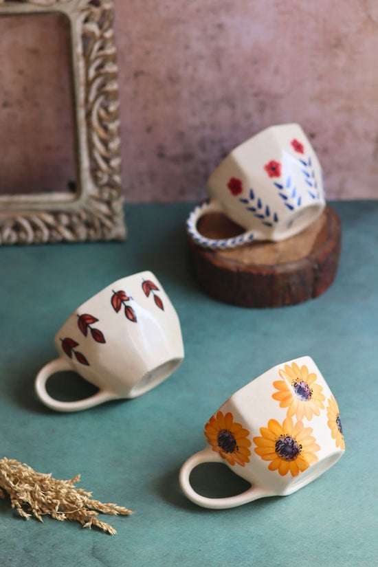 Set of 3 - Pastel Morning Mugs handmade in India