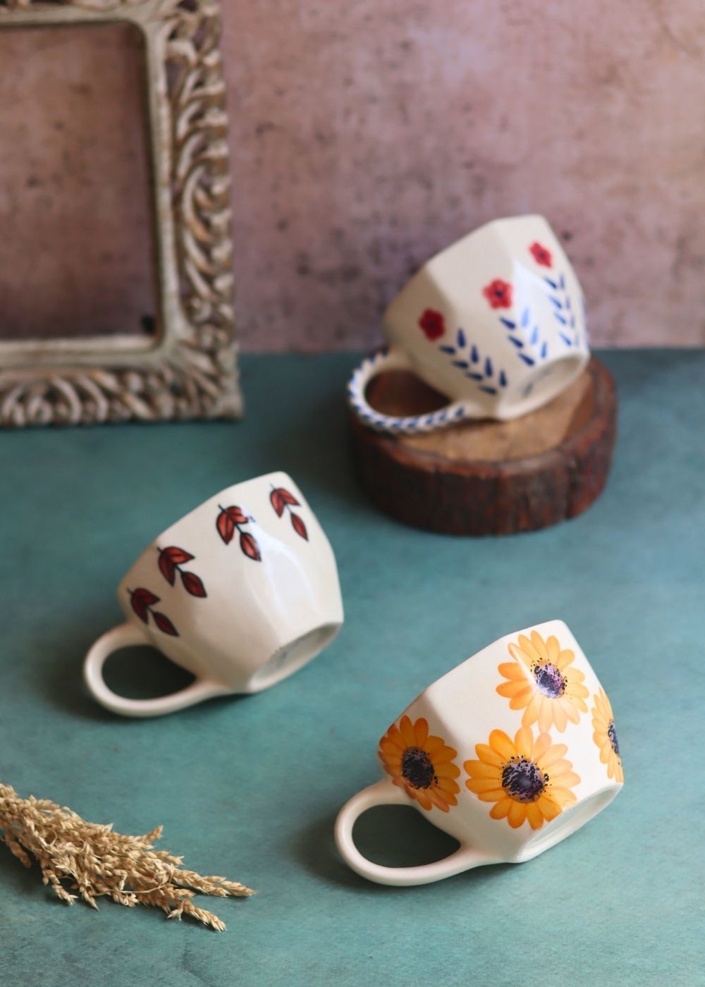 Set of 3 - Pastel Morning Mugs handmade in India