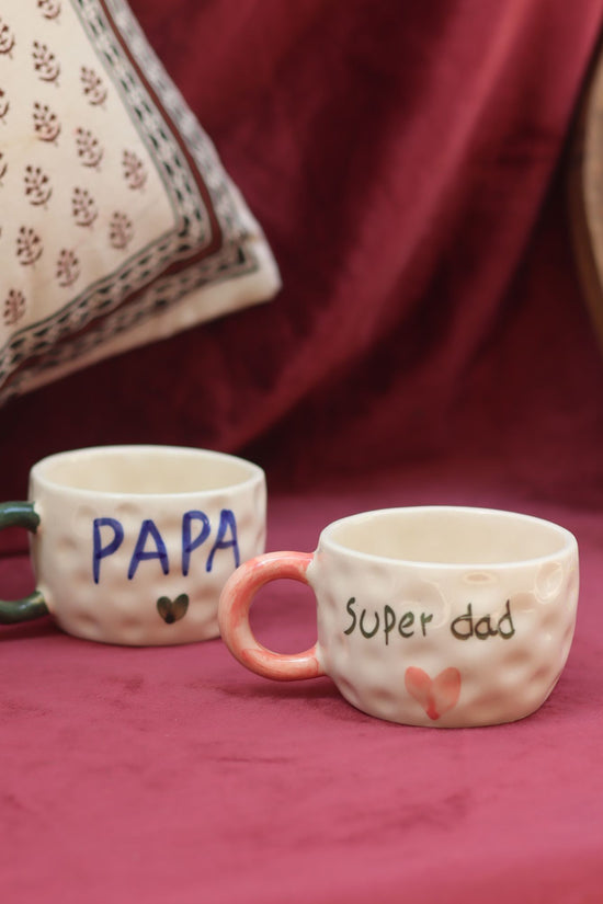 Set of 2 - Super DAD & PAPA Mugs combo handmade in India