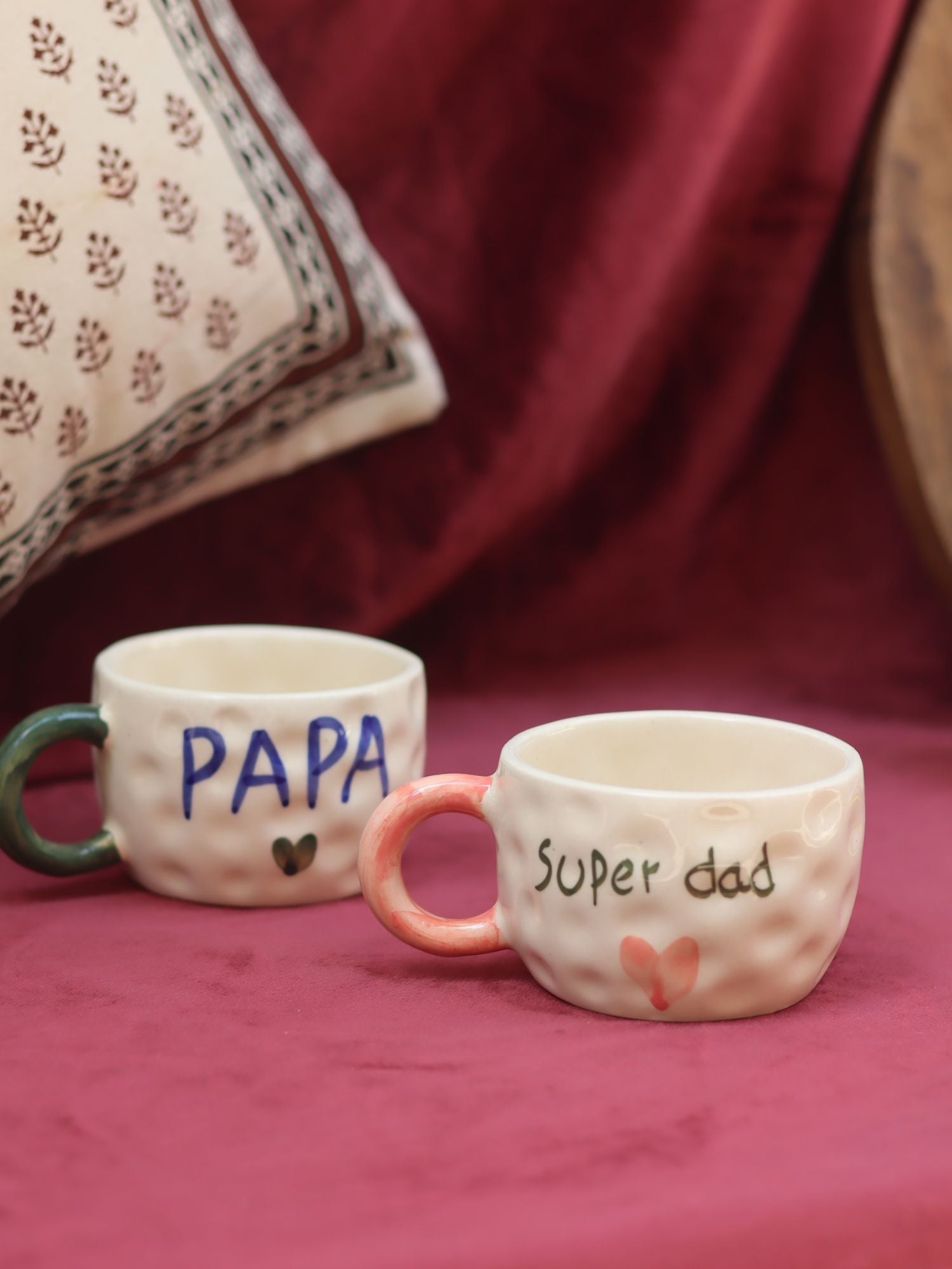 Set of 2 - Super DAD & PAPA Mugs combo handmade in India