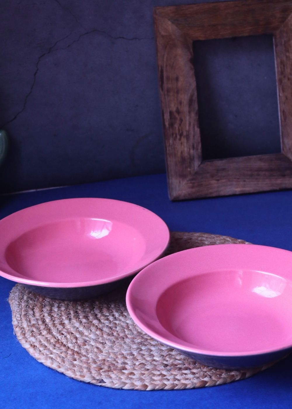 Pink & Grey Pasta Plate handmade in india