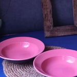 Pink & Grey Pasta Plate handmade in india