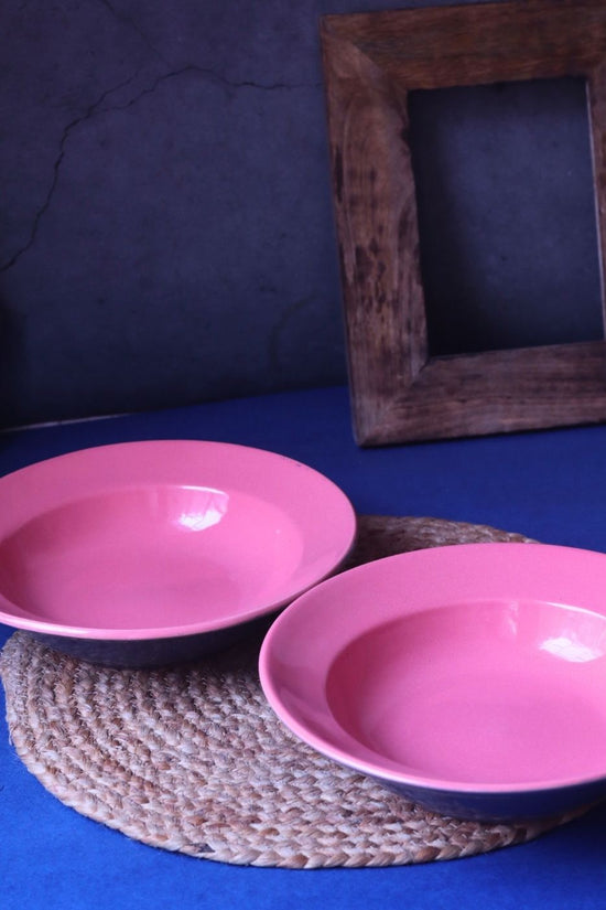 Pink & Grey Pasta Plate handmade in india