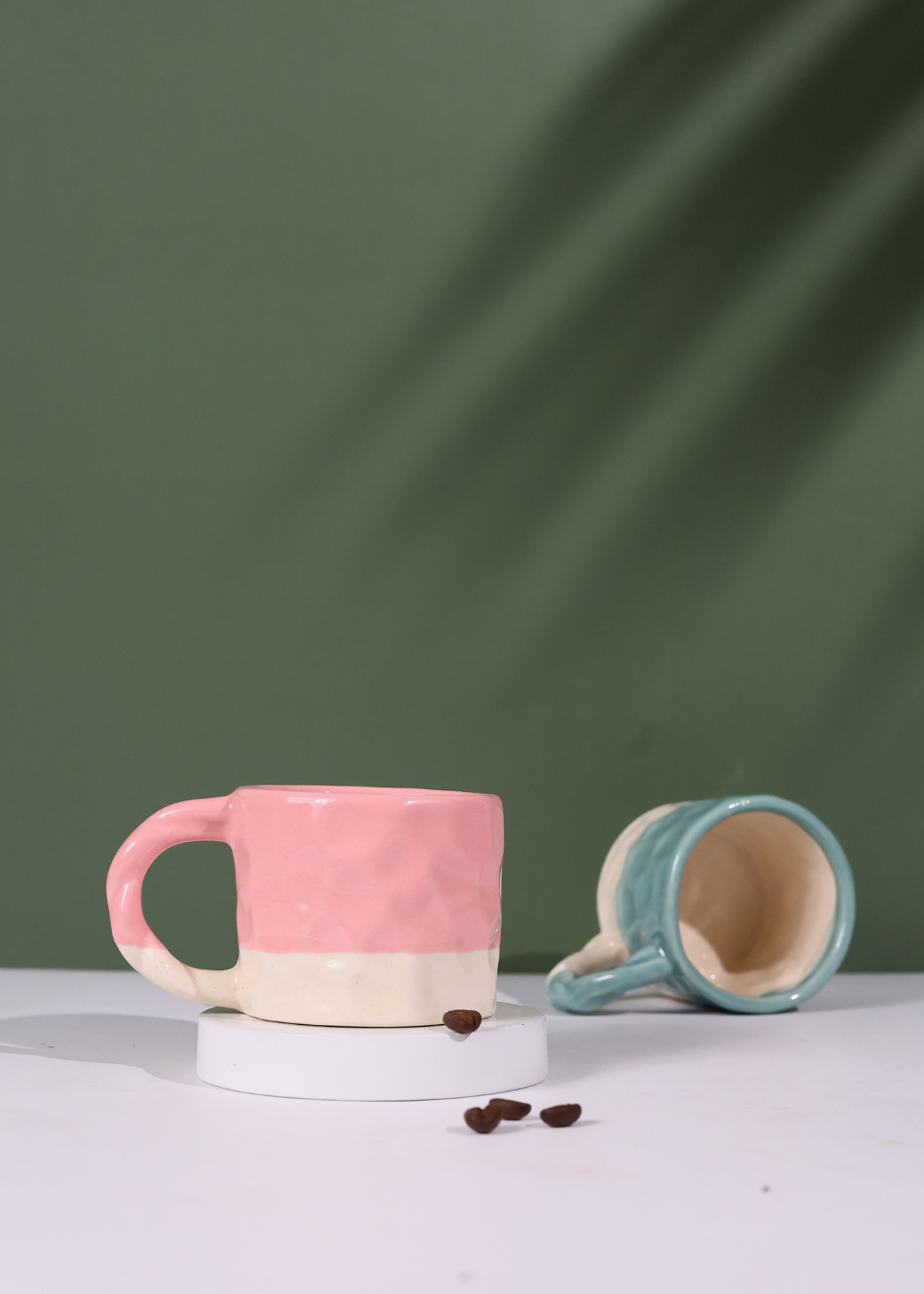 handmade mugs with two different colors