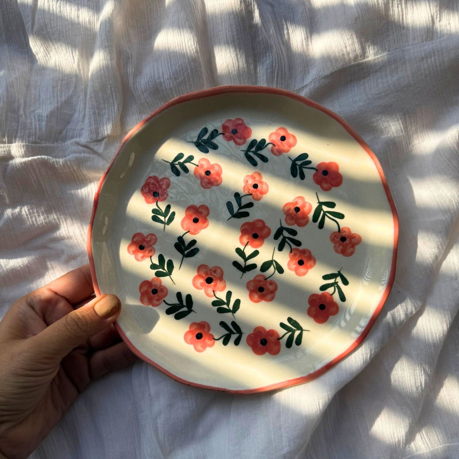 Poppy field snack plate made by ceramic
