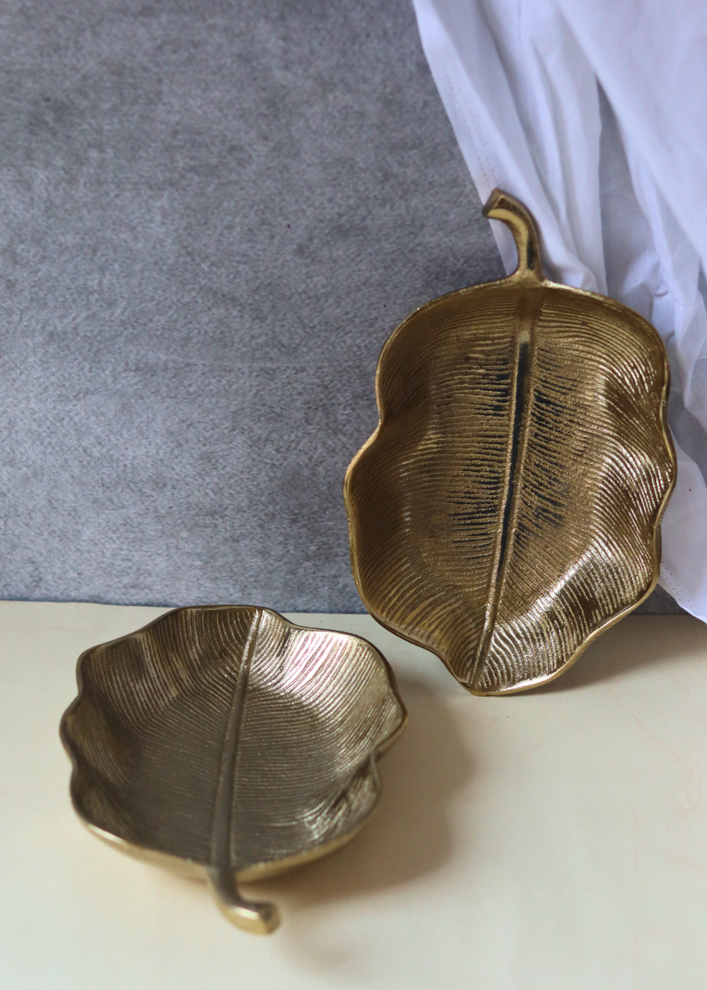 Two golden leaf bowls handmade 