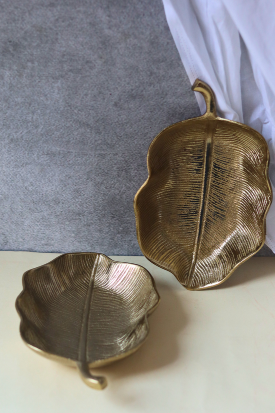 Two golden leaf bowls handmade 