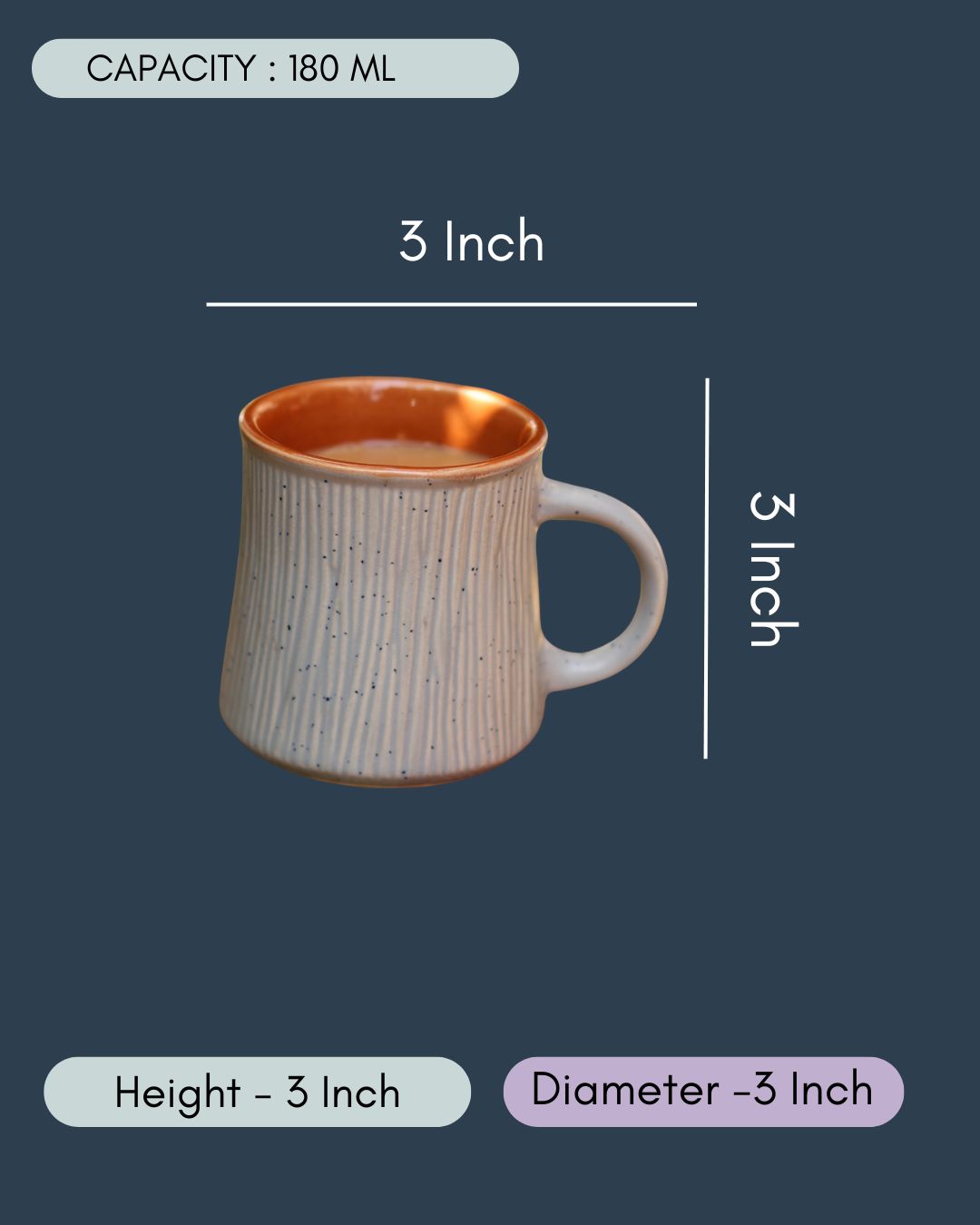 Olive Etching Chai Cup - Set of three