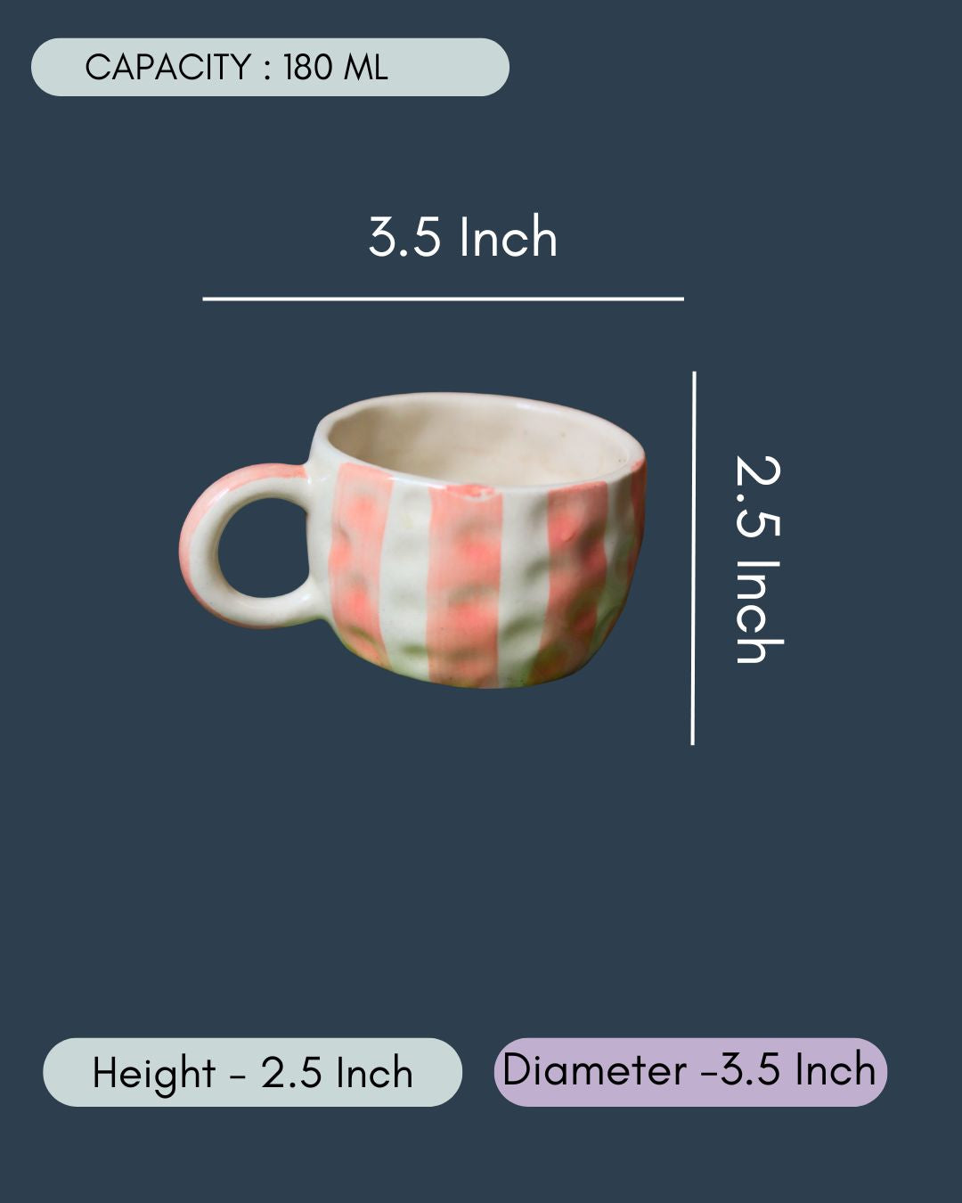 Striped Heart Mug