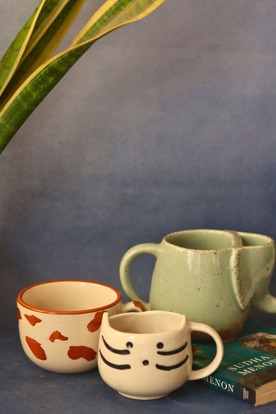 handmade ele, dog & kitty Mug set of 3 combo