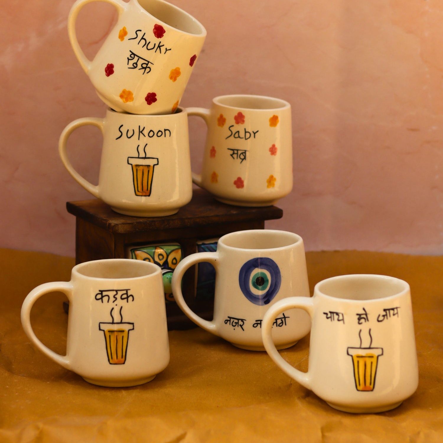 handmade Set of 6 Statement Sip mugs combo (for the price of 5)