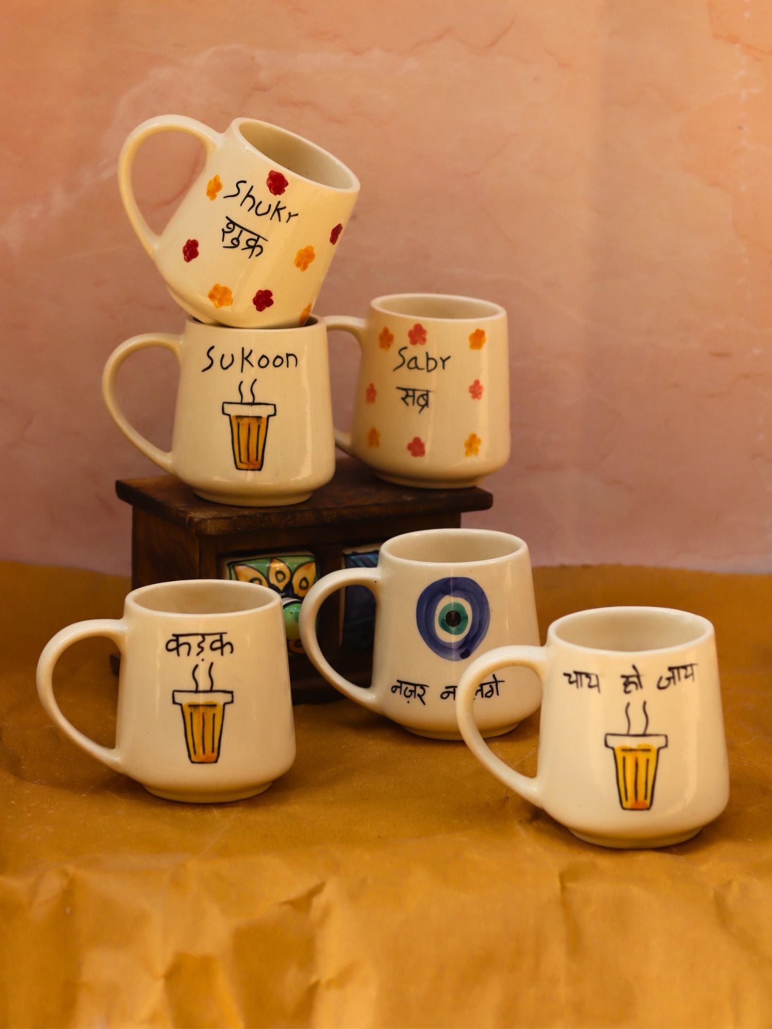 handmade Set of 6 Statement Sip mugs combo (for the price of 5)