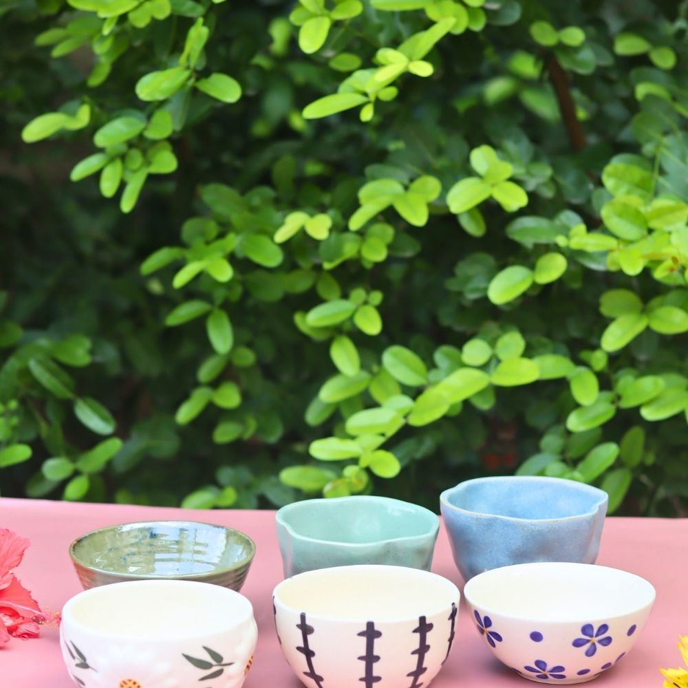 handmade Set of 6 Sunrise & Sunset Bowls (for the price of 5)