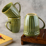 moss green vintage mug made by ceramic 