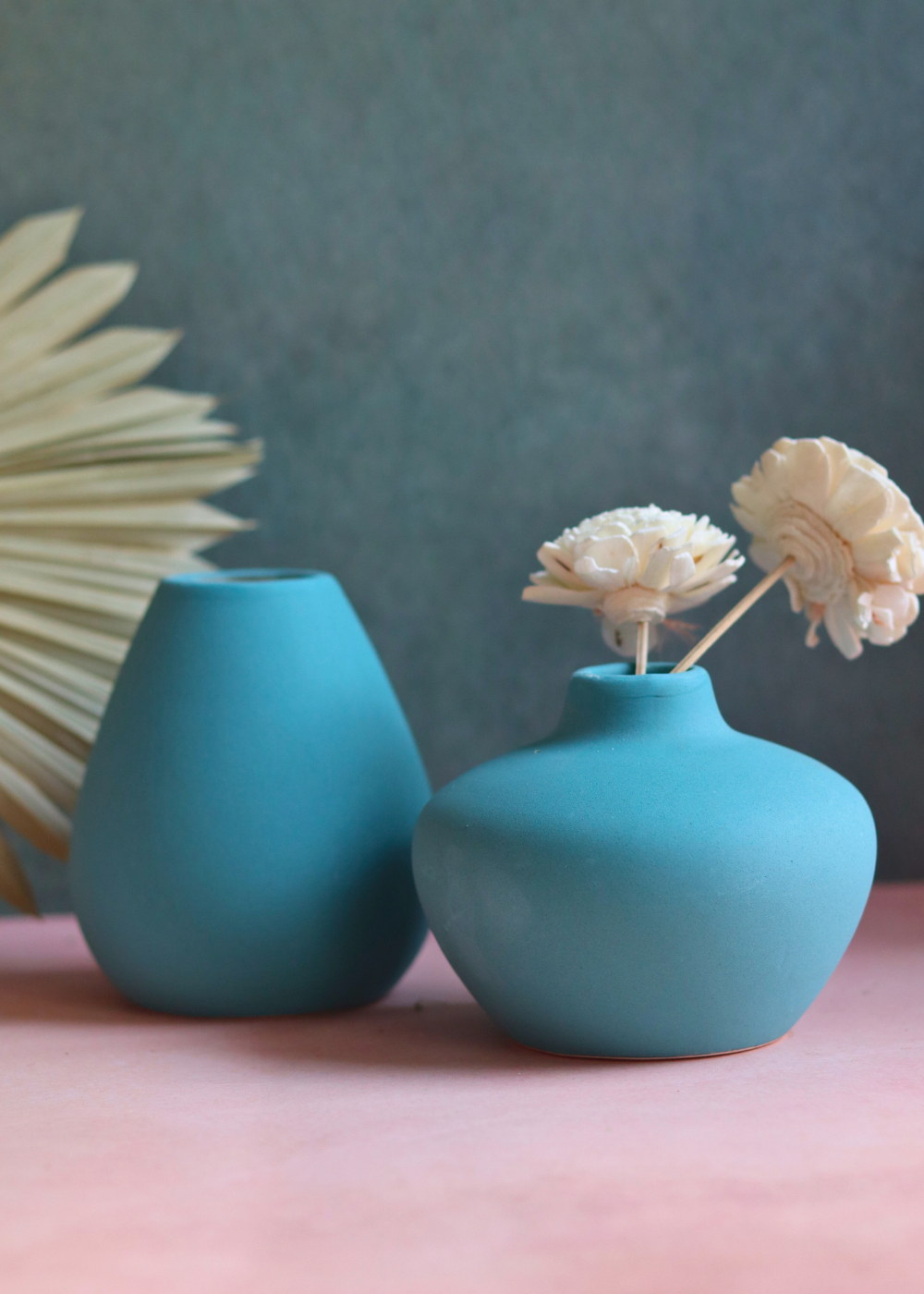 Handmade esoteric green vase set of two
