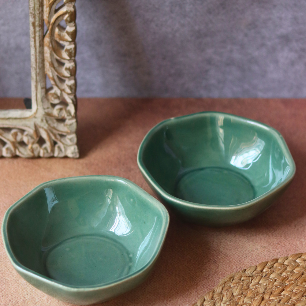 Sea green handmade ceramic bowls 