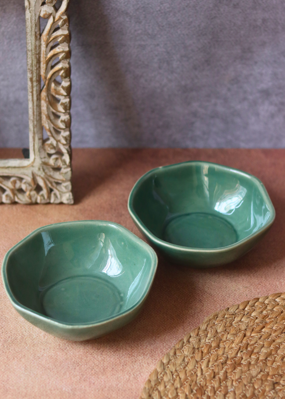 Sea green handmade ceramic bowls 