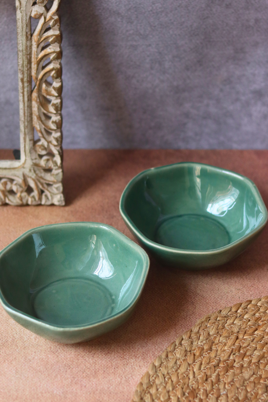 Sea green handmade ceramic bowls 